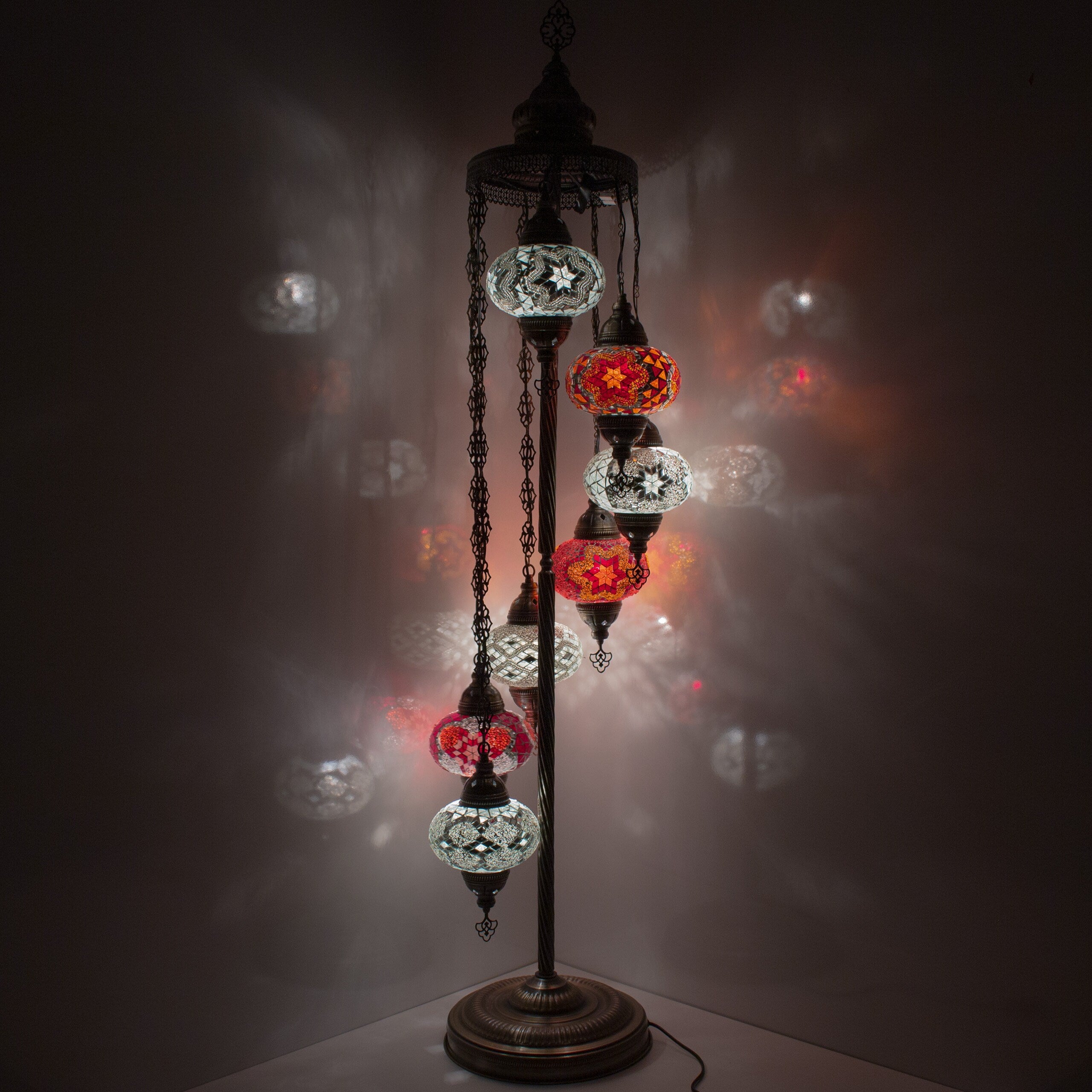 MoslandHome Handmade Turkish Mosaic Floor Lamp 7 Globe