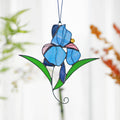 RainLine Iris Flower Stained Glass Sun Catcher Blue Purple