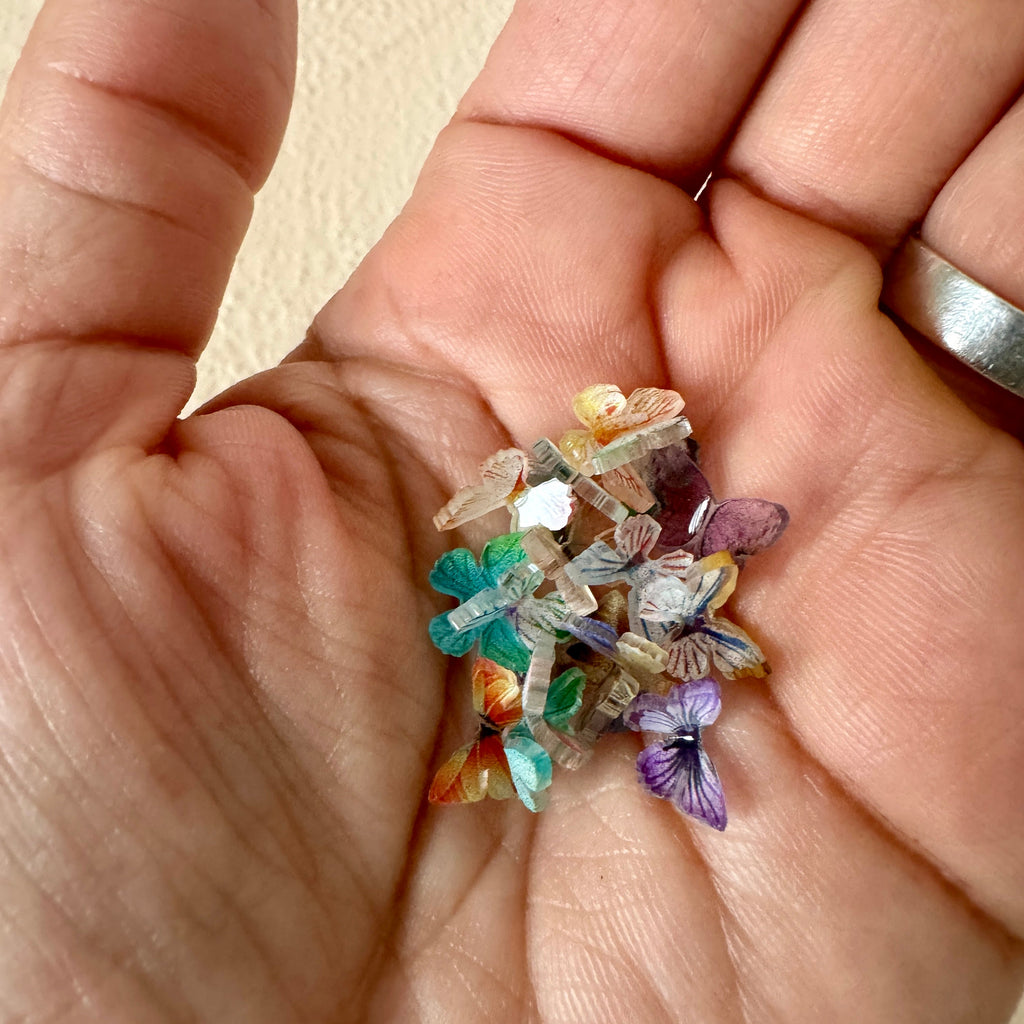 VanillaStarCafe Micro Acrylic Butterflies Tiny Nail Art Embellishments 0.9cm