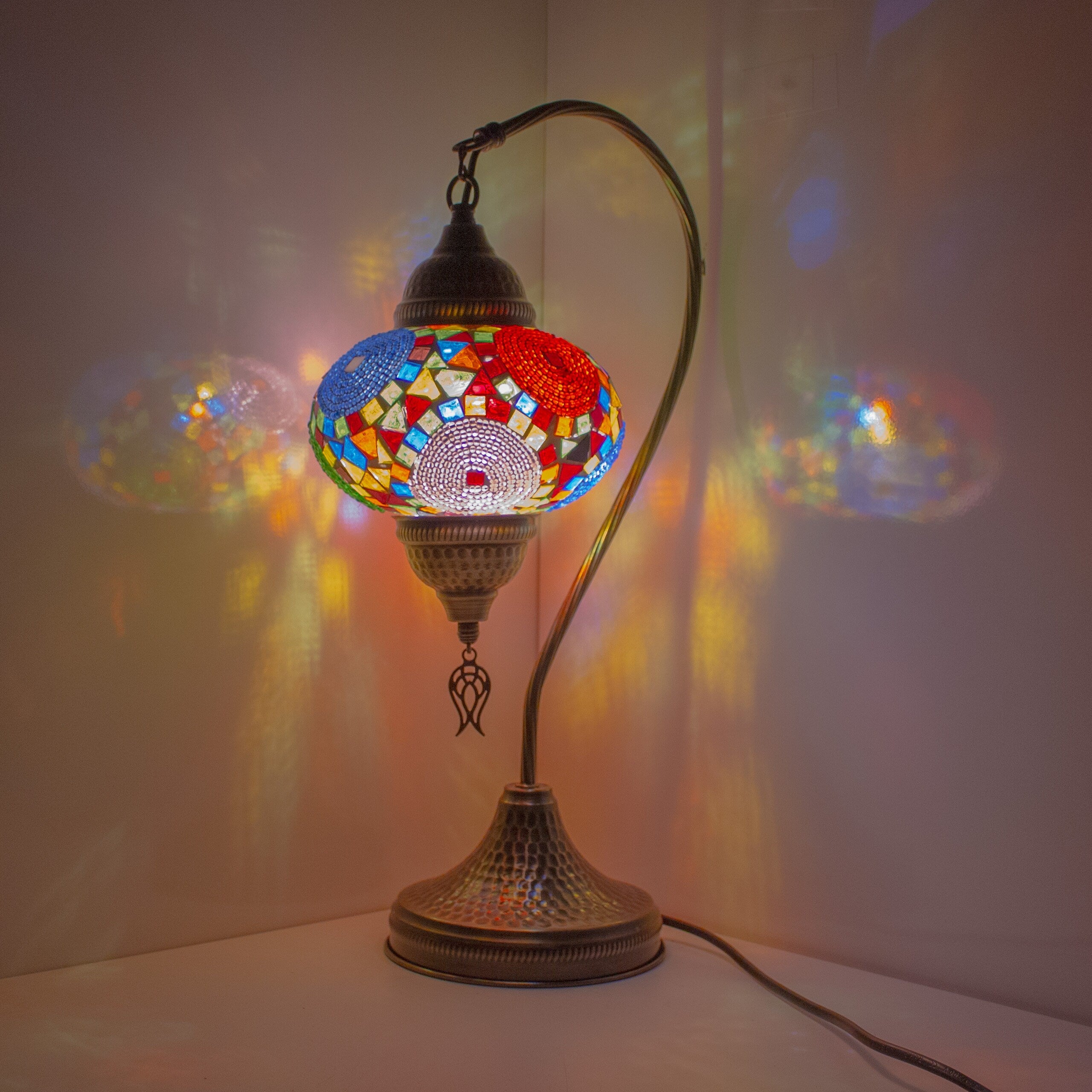 MoslandHome Handmade Turkish Mosaic Table Lamp 19in