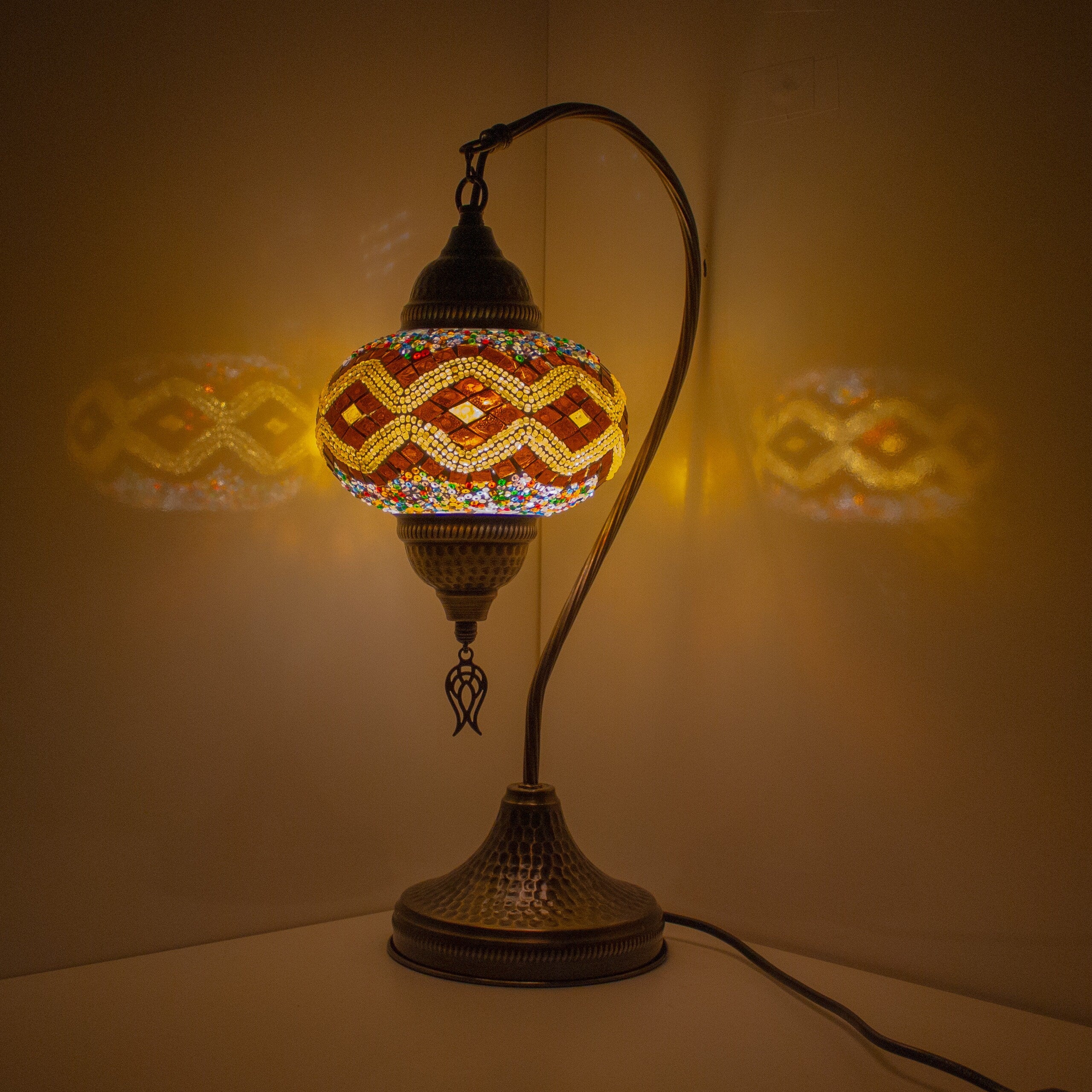 MoslandHome Handmade Turkish Mosaic Table Lamp 19in