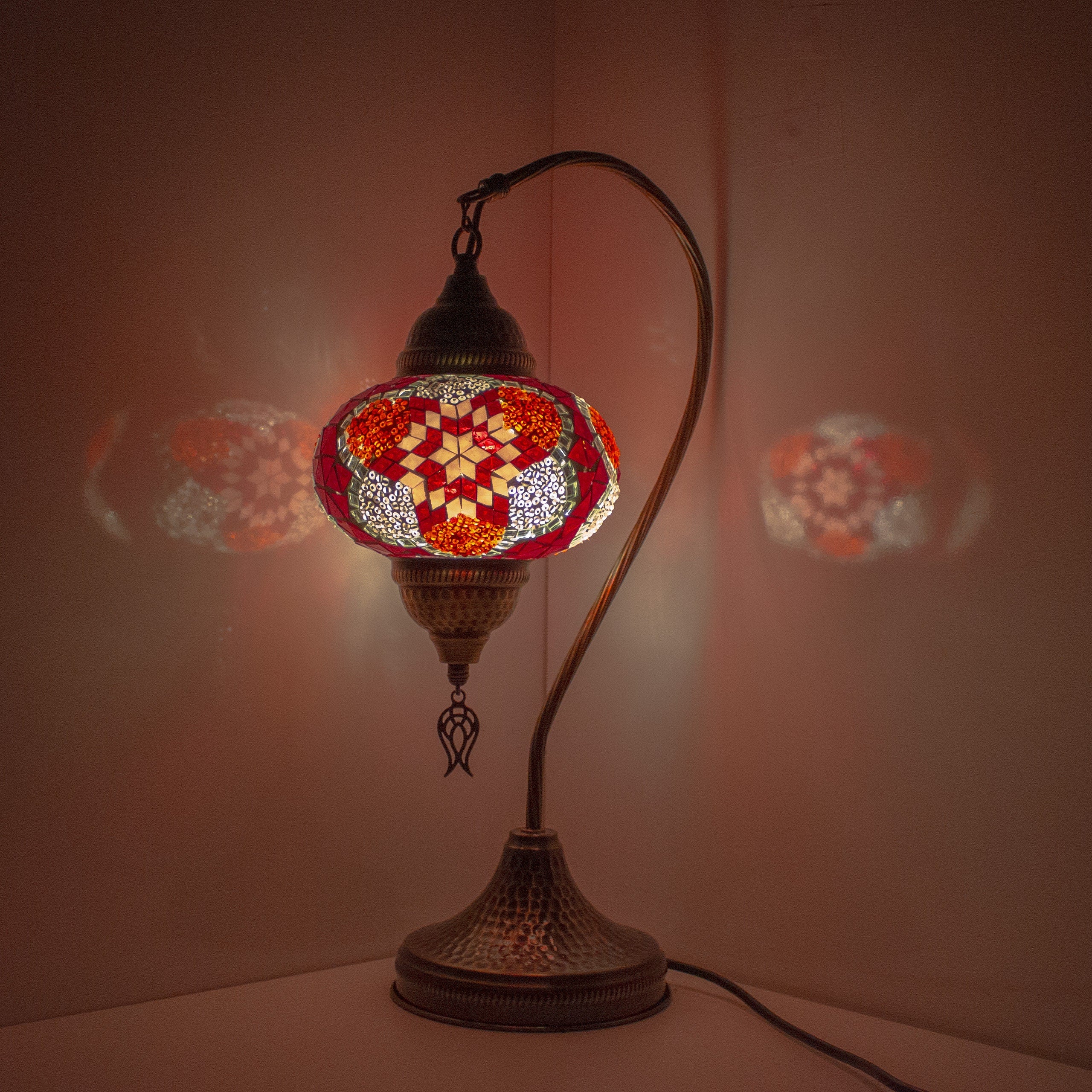 MoslandHome Handmade Turkish Mosaic Table Lamp 19in
