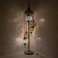 MoslandHome Handmade Turkish Mosaic Floor Lamp 5 Globe 51in Antique Brass
