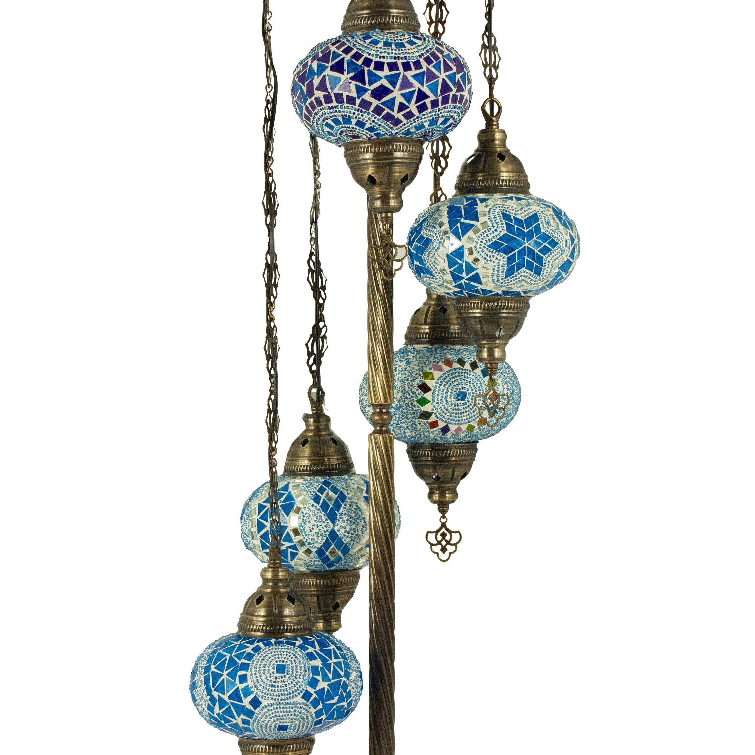 MoslandHome Handmade Turkish Mosaic Floor Lamp 5 Globe Corner 51in