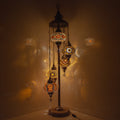 MoslandHome Handmade Turkish Mosaic Floor Lamp 5 Globe Antique Brass