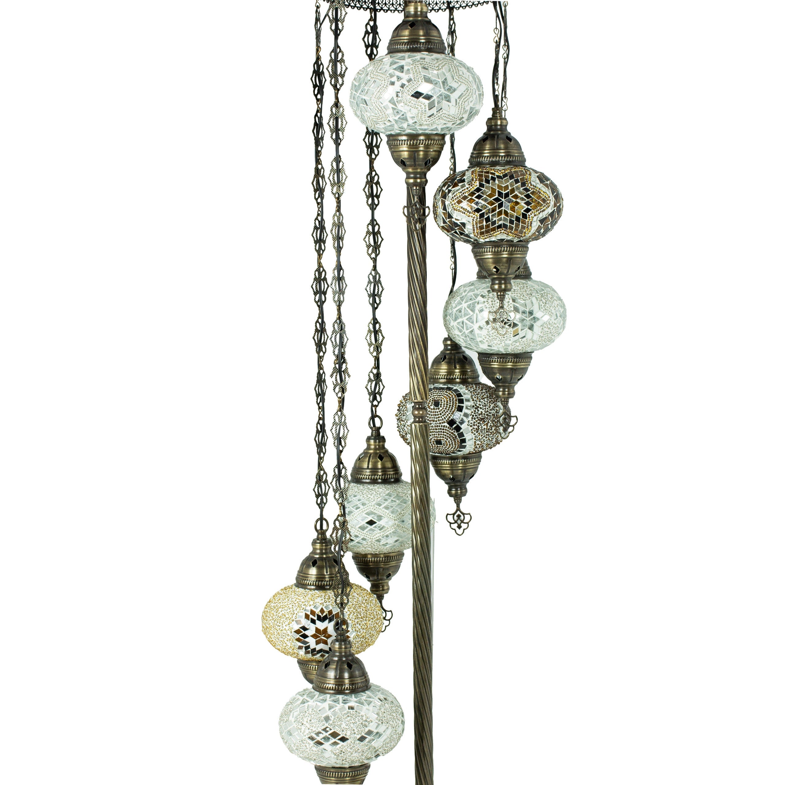 MoslandHome Handmade Turkish Mosaic Floor Lamp with 7 Globe Shades