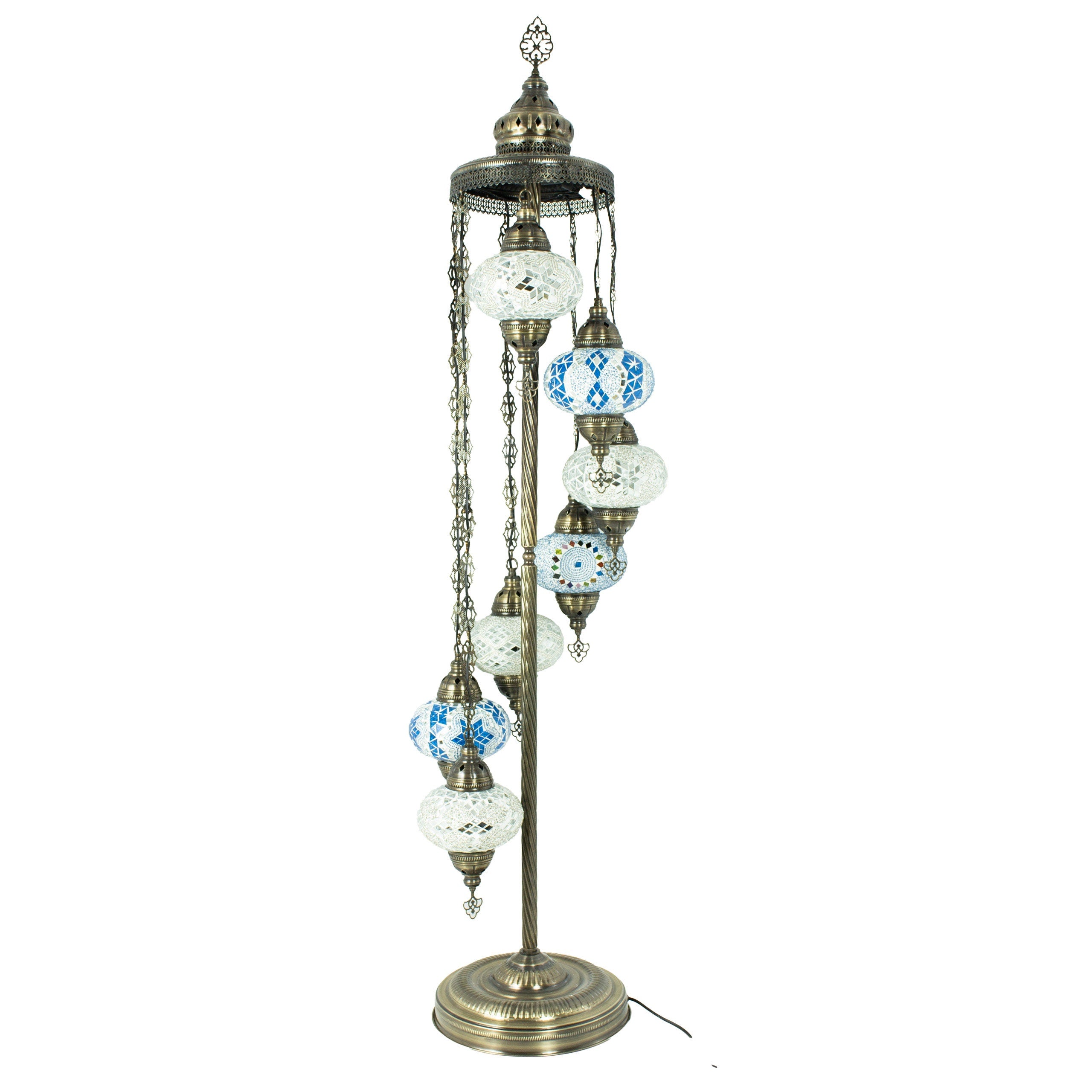 MoslandHome Handmade Turkish Mosaic Floor Lamp 7 Globe Moroccan