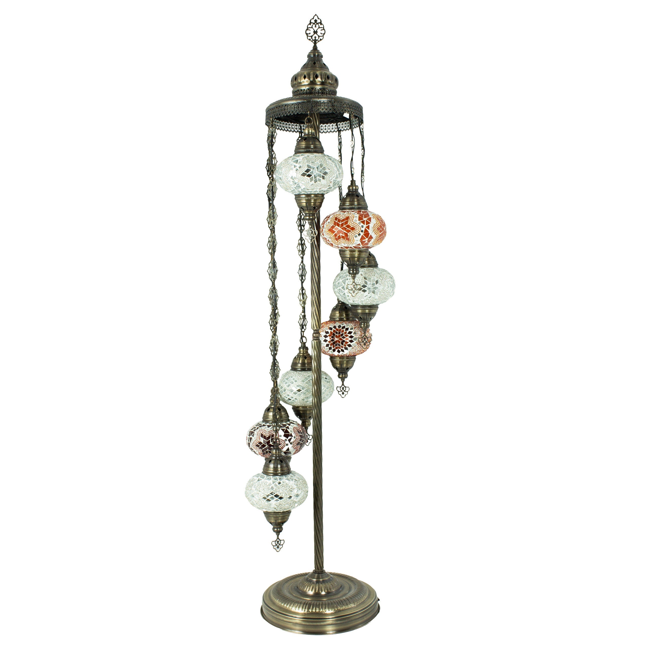 MoslandHome Handmade Turkish Mosaic Floor Lamp 7 Globe Corner