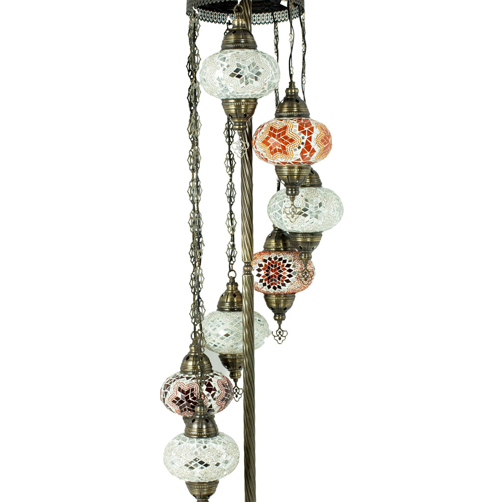 MoslandHome Handmade Turkish Mosaic Floor Lamp 7 Globe Corner