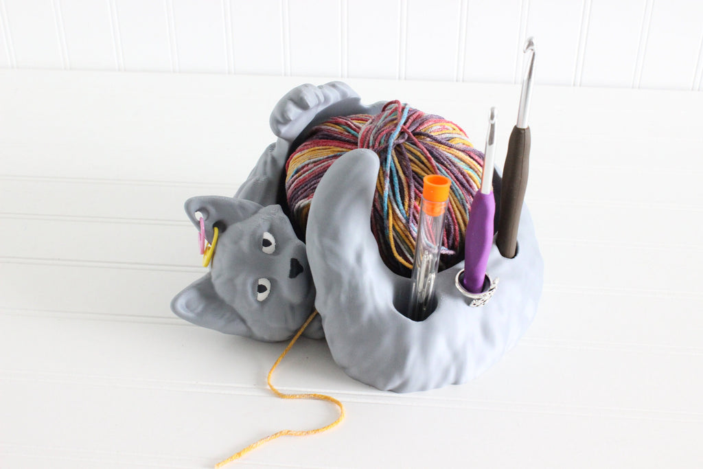 DelightfullyDutch 3D Printed Cat Yarn Bowl Yarn Holder Crochet