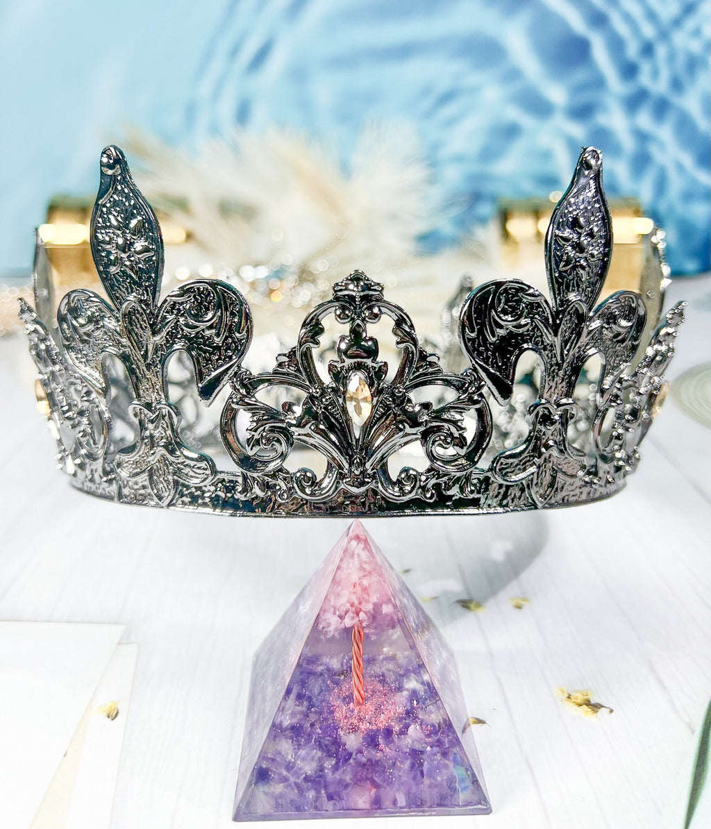HappyJewelryWorld Fleur De Lis Royal Crown Rhinestone Crystal Tiara