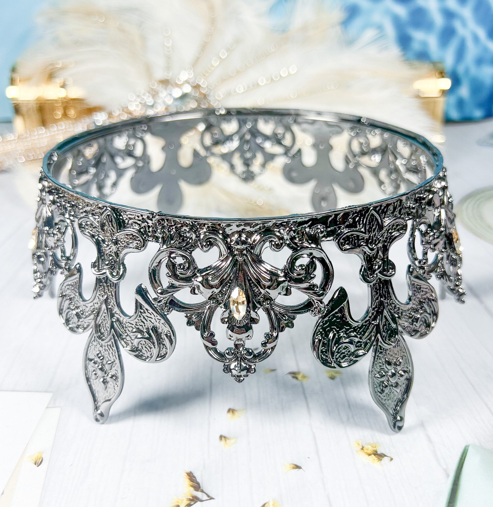 HappyJewelryWorld Fleur De Lis Royal Crown Rhinestone Crystal Tiara