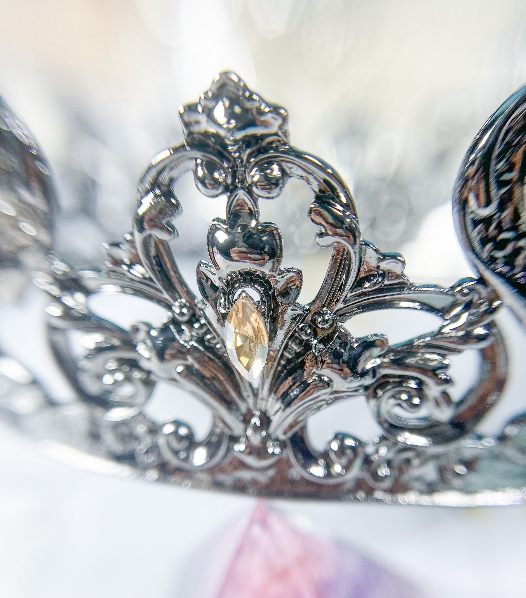 HappyJewelryWorld Fleur De Lis Royal Crown Rhinestone Crystal Tiara