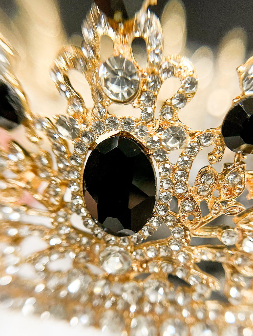 Royal King Black Rhinestone Men's Crown for Wedding Costume Cosplay