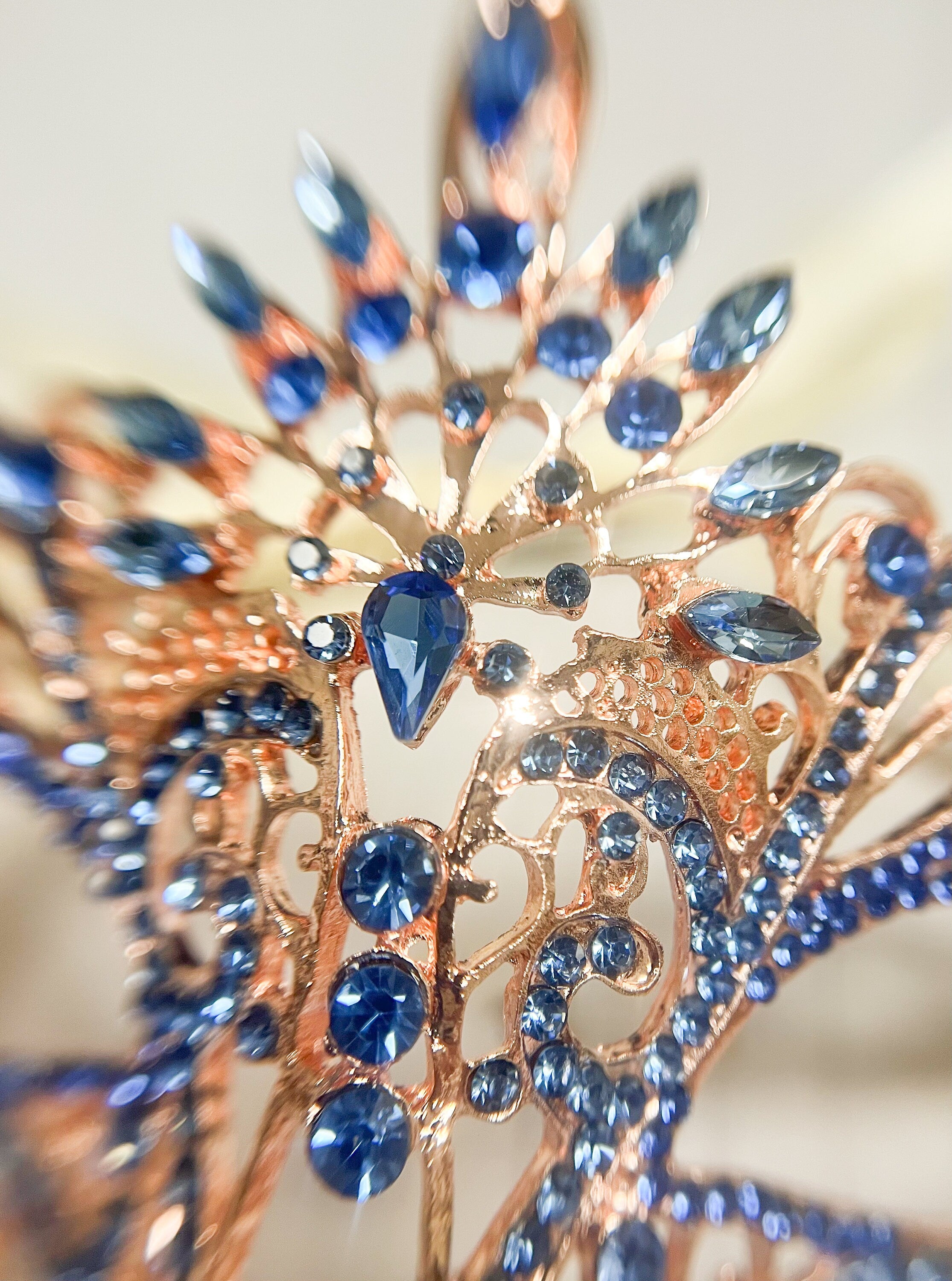 Masquerade Ball Gold Mask with Blue Rhinestones Venetian Party