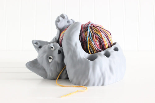 DelightfullyDutch 3D Printed Cat Yarn Bowl Yarn Holder Crochet