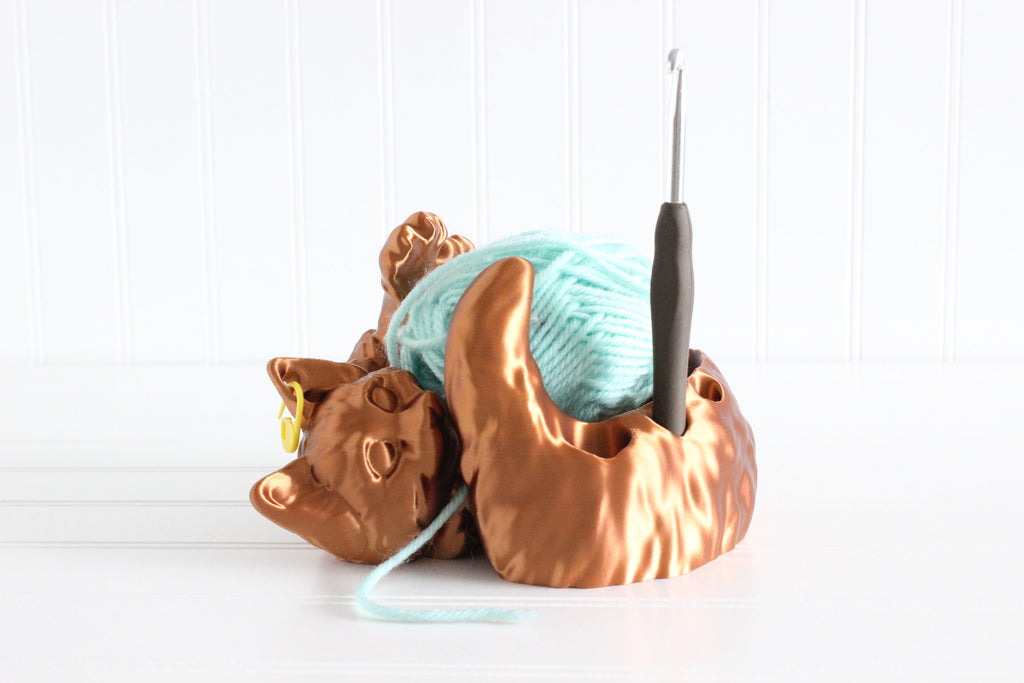 DelightfullyDutch 3D Printed Cat Yarn Bowl Yarn Holder Crochet