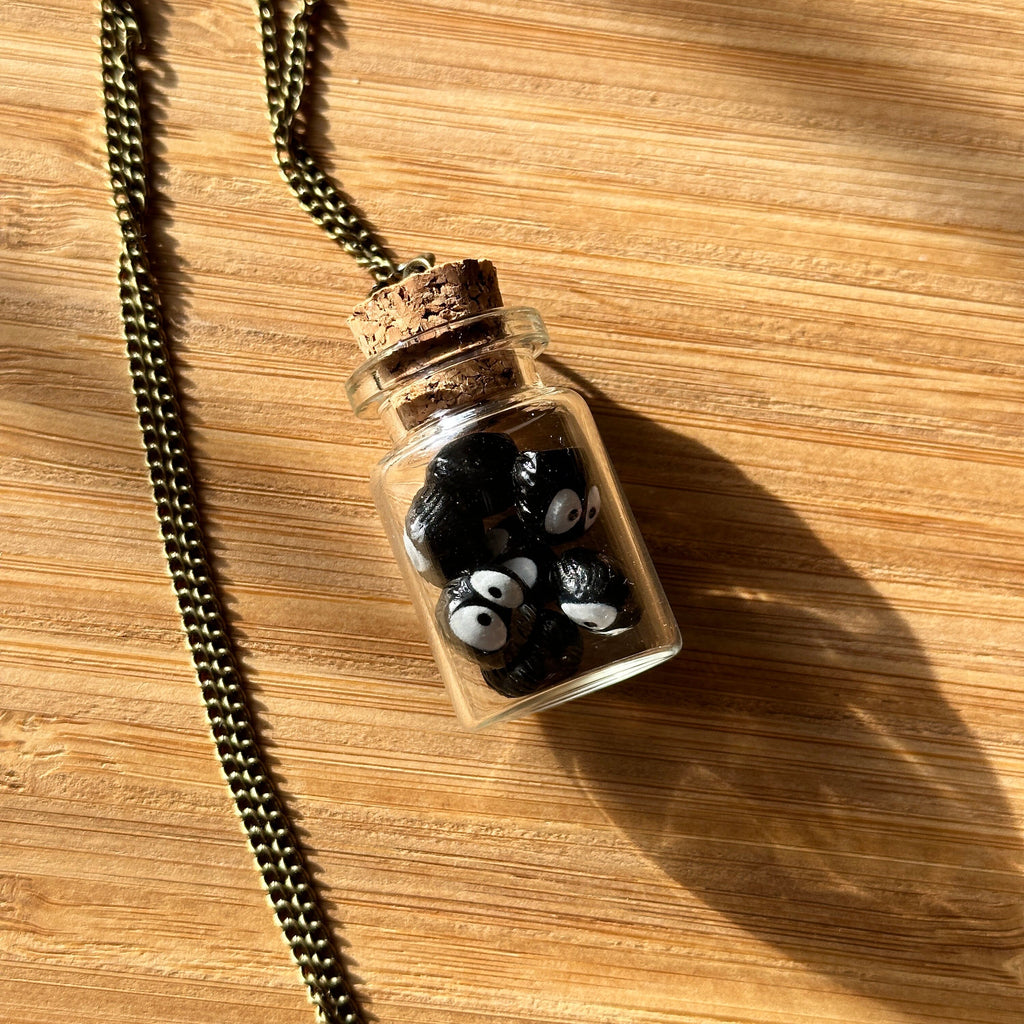 VanillaStarCafe Sprites in a Jar Glass Bottle Charm 30 Inch Chain