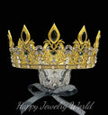 HappyJewelryWorld Gold King Crown with Black Sapphire Crystals XXL