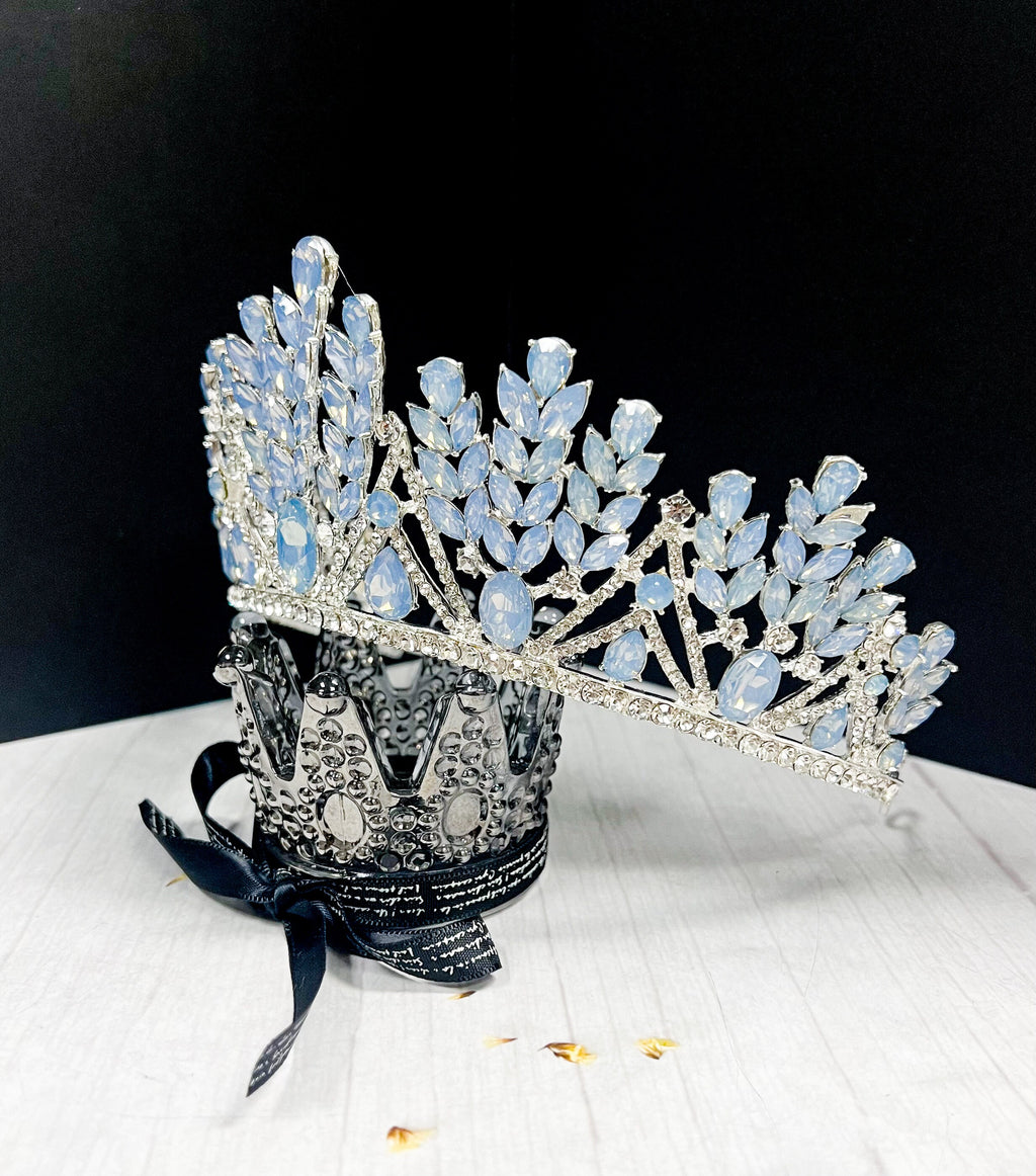 Blue Crystal Wedding Tiara: Princess Rhinestone Bridal Crown
