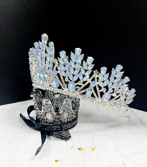 Blue Crystal Wedding Tiara: Princess Rhinestone Bridal Crown