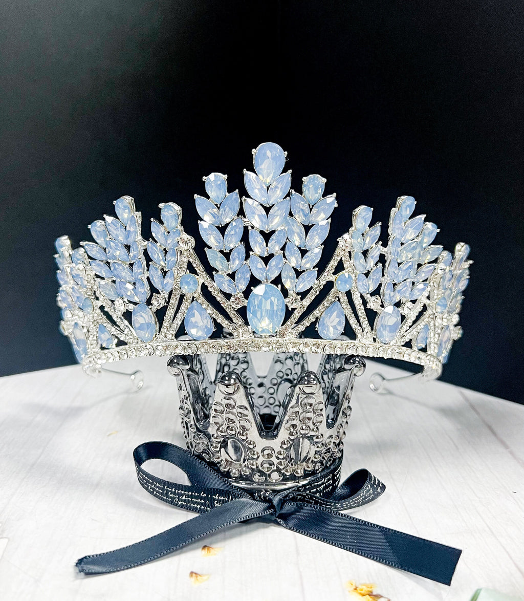 Blue Crystal Wedding Tiara: Princess Rhinestone Bridal Crown