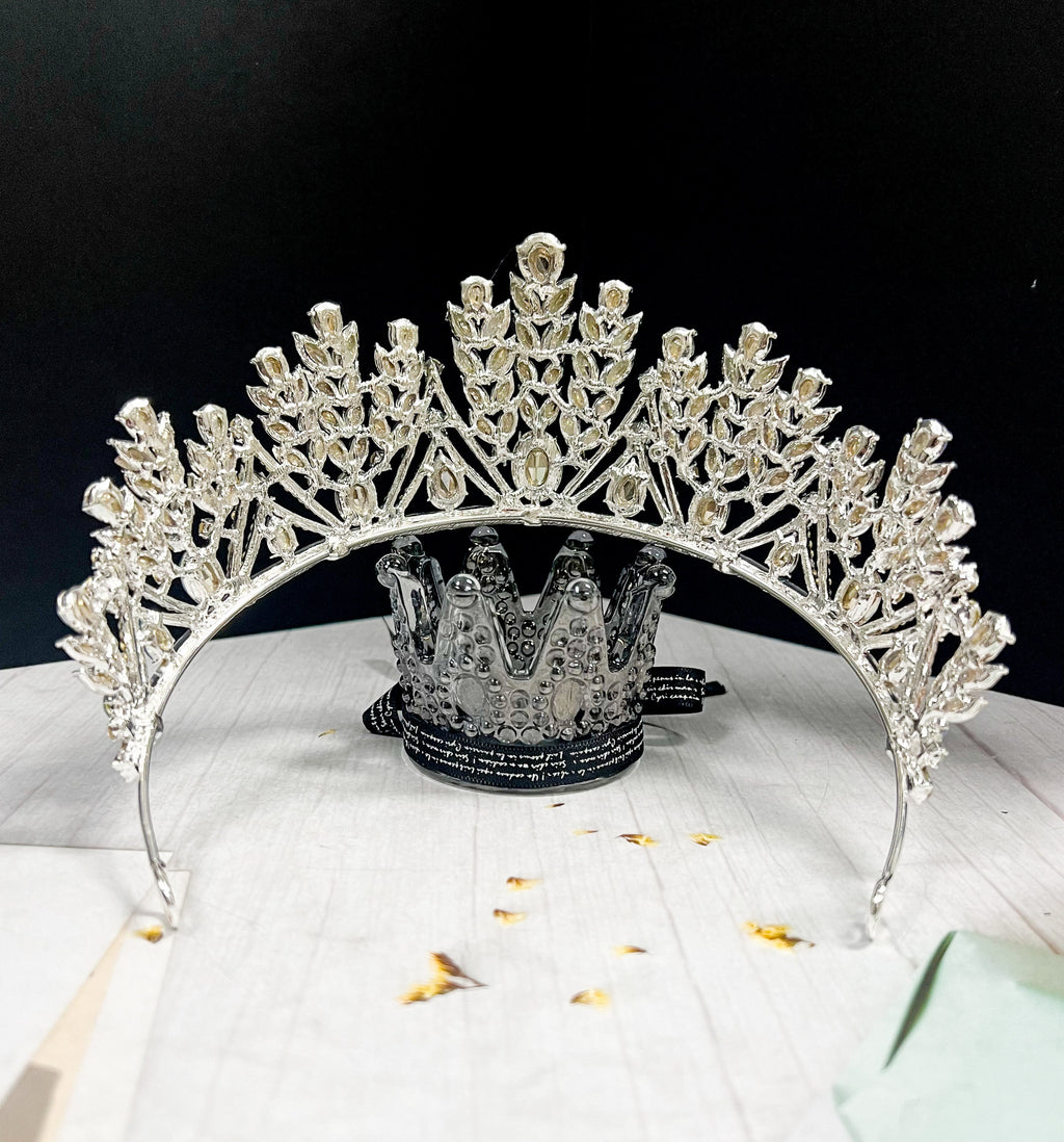 Blue Crystal Wedding Tiara: Princess Rhinestone Bridal Crown
