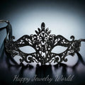 HappyJewelryWorld Black Crystal Masquerade Ball Eye Mask