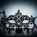 HappyJewelryWorld Black Crystal Gothic Rhinestone Masquerade Eye Mask
