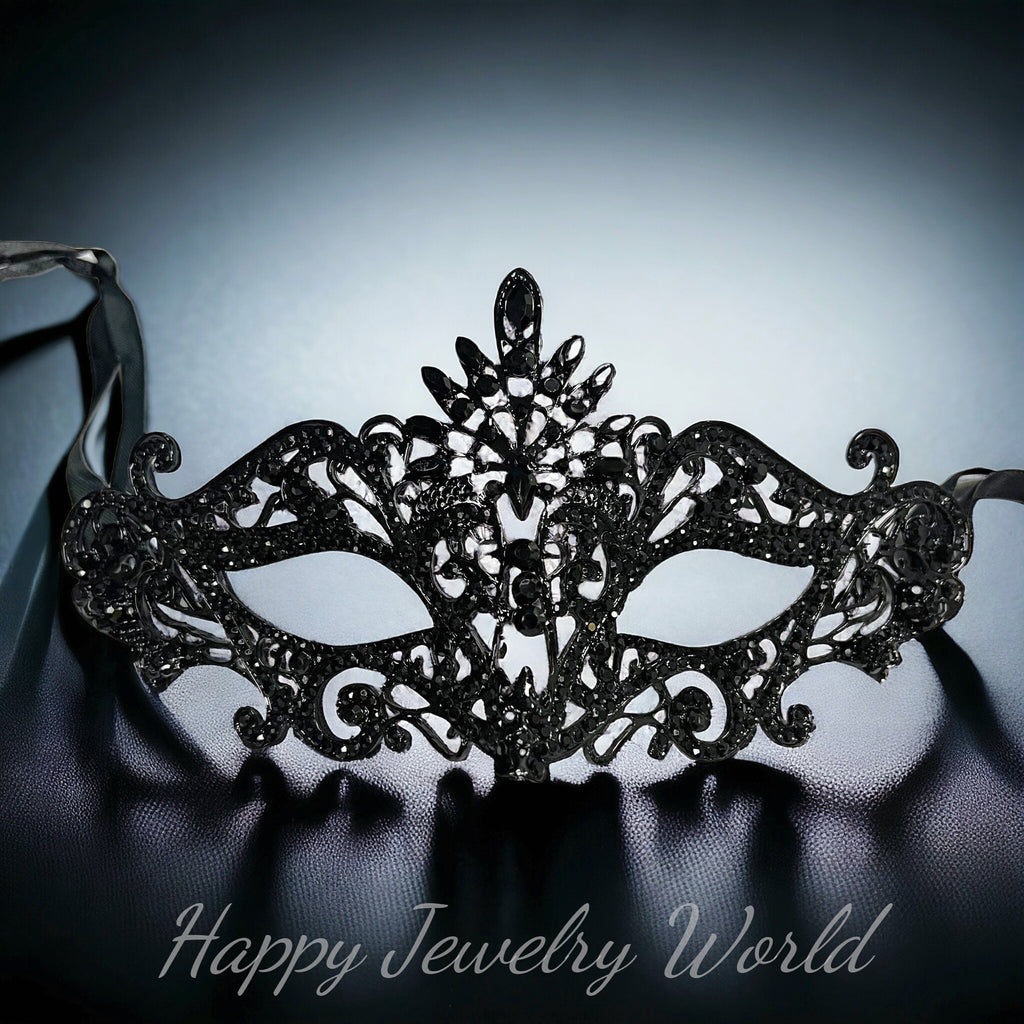 Black Crystal Masquerade Mask Rhinestone Alloy Eye Mask