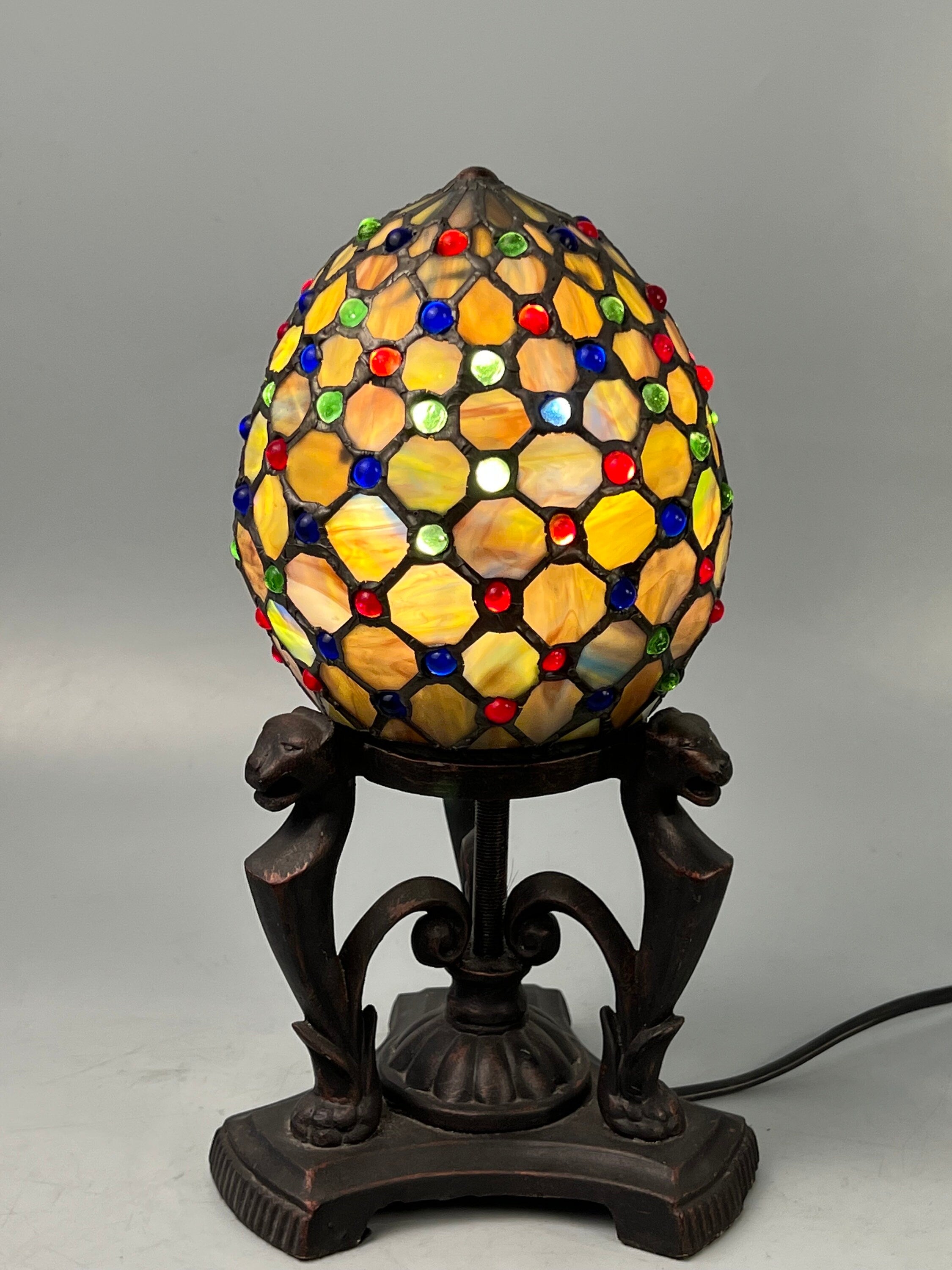 U2Antique Jewelry Egg Tiffany Table Lamp Mosaic Stained Glass
