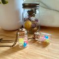 VanillaStarCafe Rainbow Soot Sprites in a Jar Charm Pendant 30in Chain