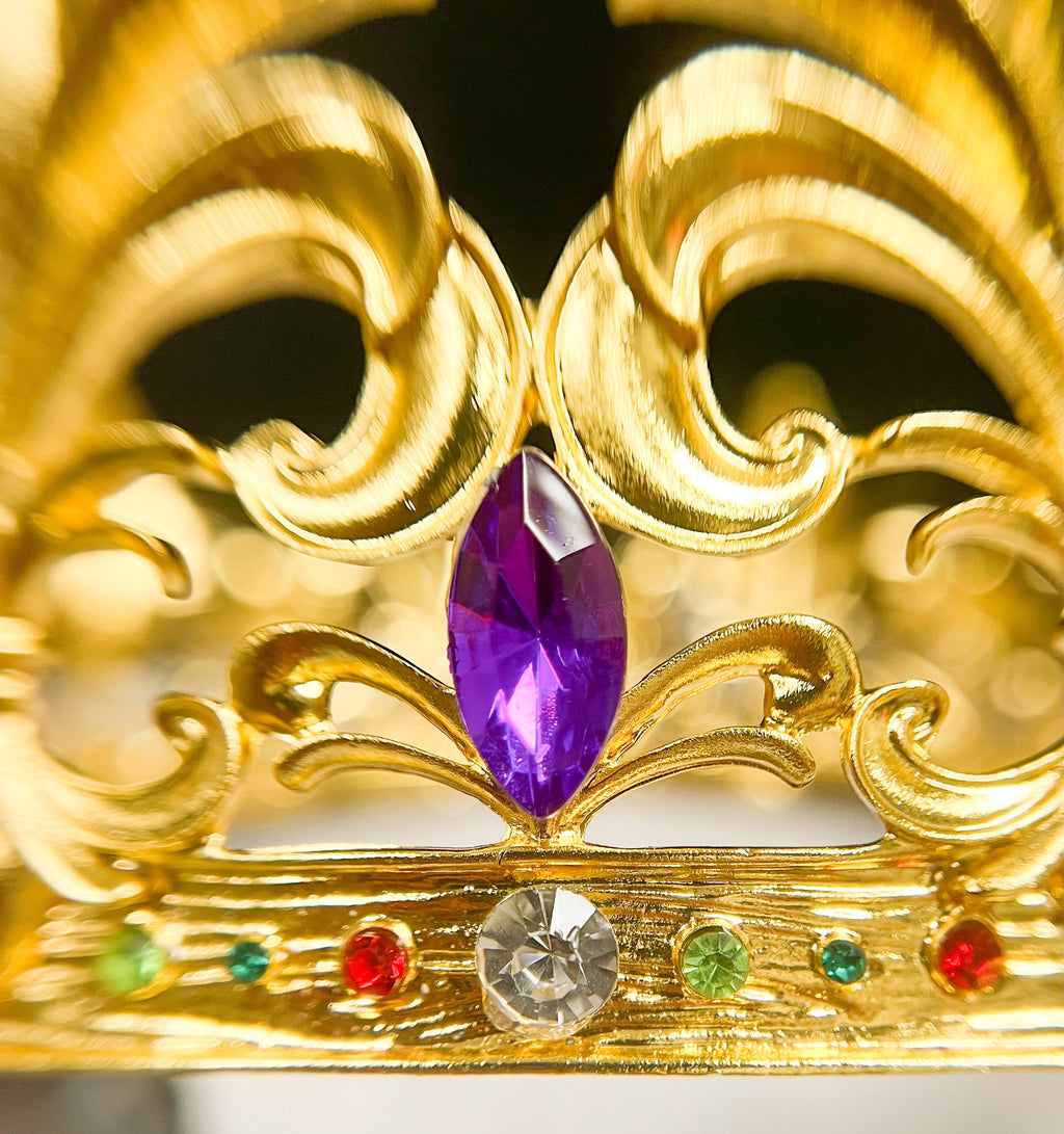 Mardi Gras Fleur-de-lis King Crown: Gemstone Royal Headwear
