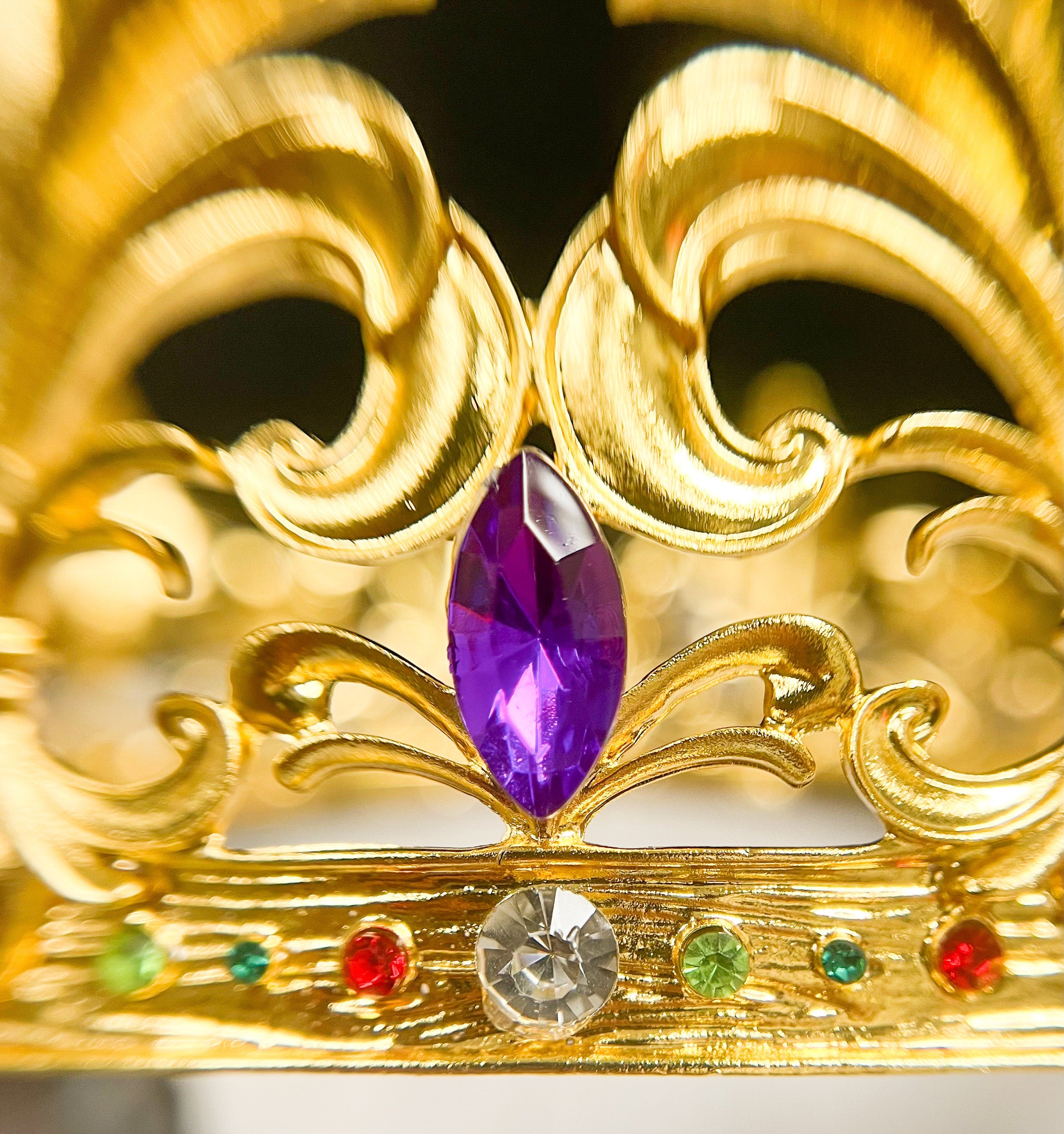 Mardi Gras Fleur-de-lis King Crown: Gemstone Royal Headwear