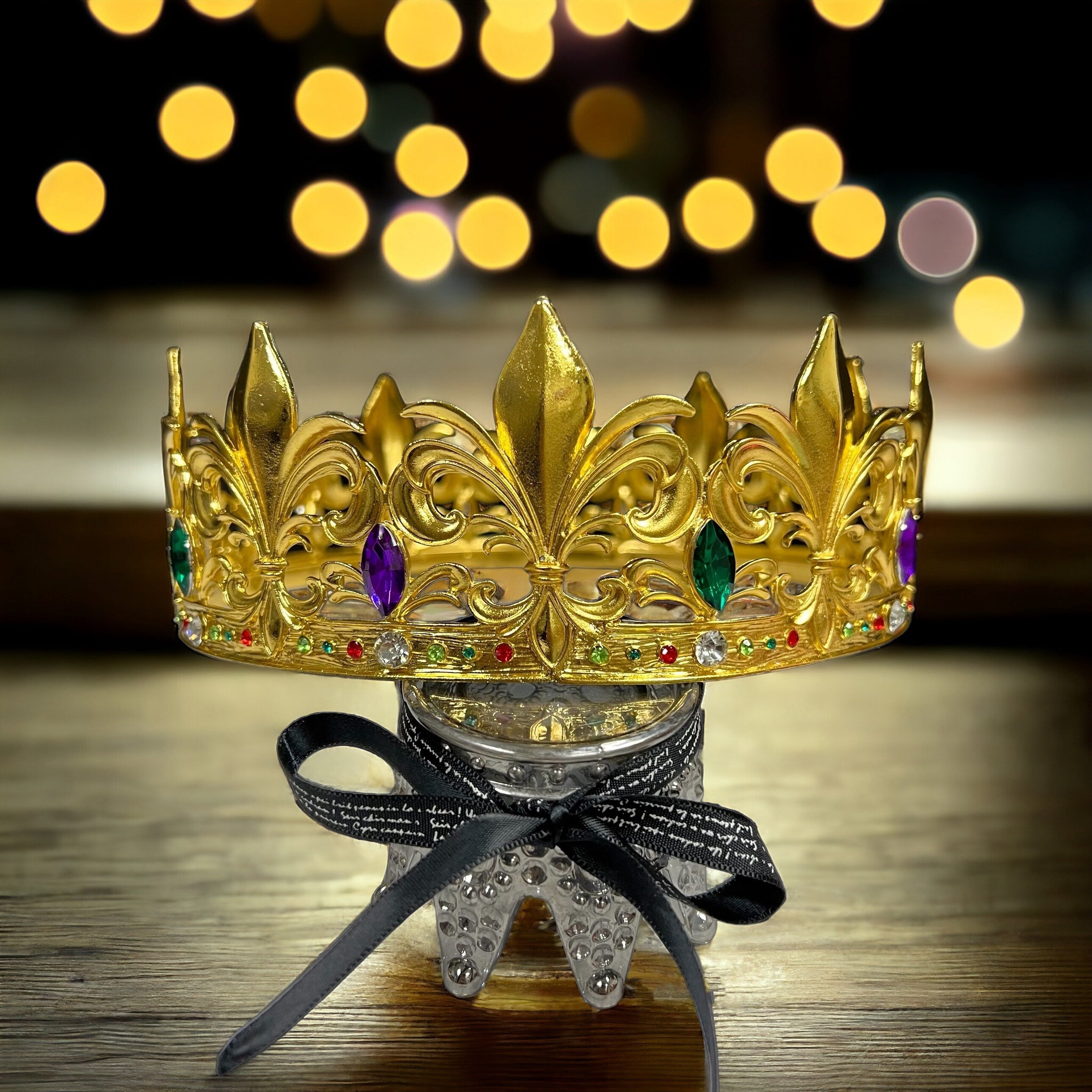 Mardi Gras Fleur-de-lis King Crown: Gemstone Royal Headwear