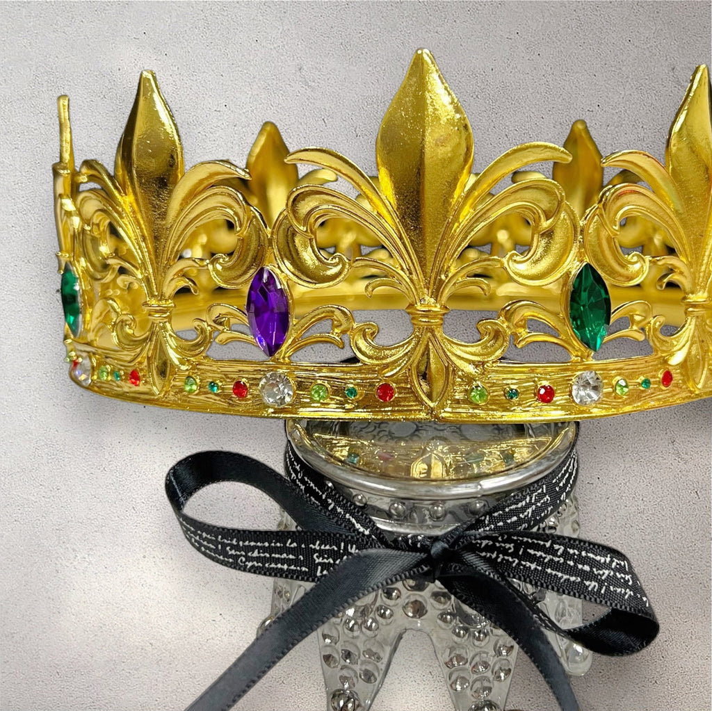 Mardi Gras Fleur-de-lis King Crown: Gemstone Royal Headwear