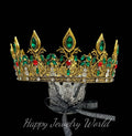 HappyJewelryWorld Vintage King Crown Green Crystal Medieval Men's Crown