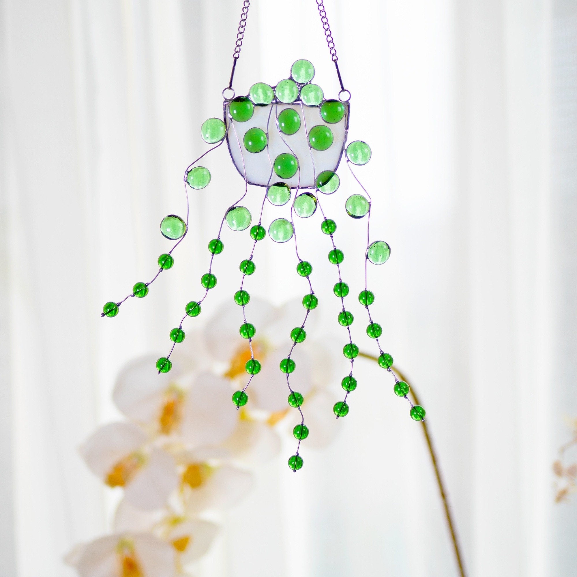 RainLine String of Pearls Stained Glass Window Hanging Suncatcher