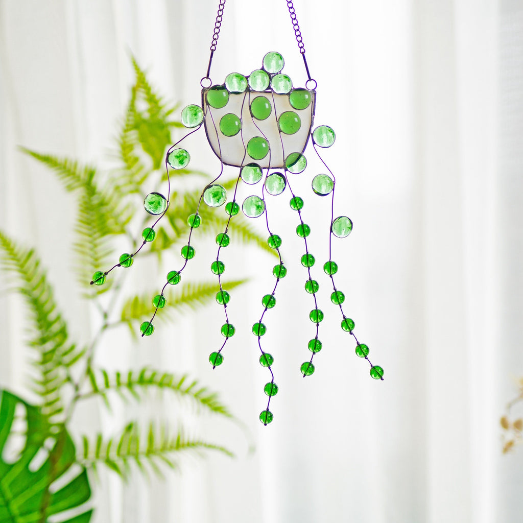 RainLine String of Pearls Stained Glass Window Hanging Suncatcher