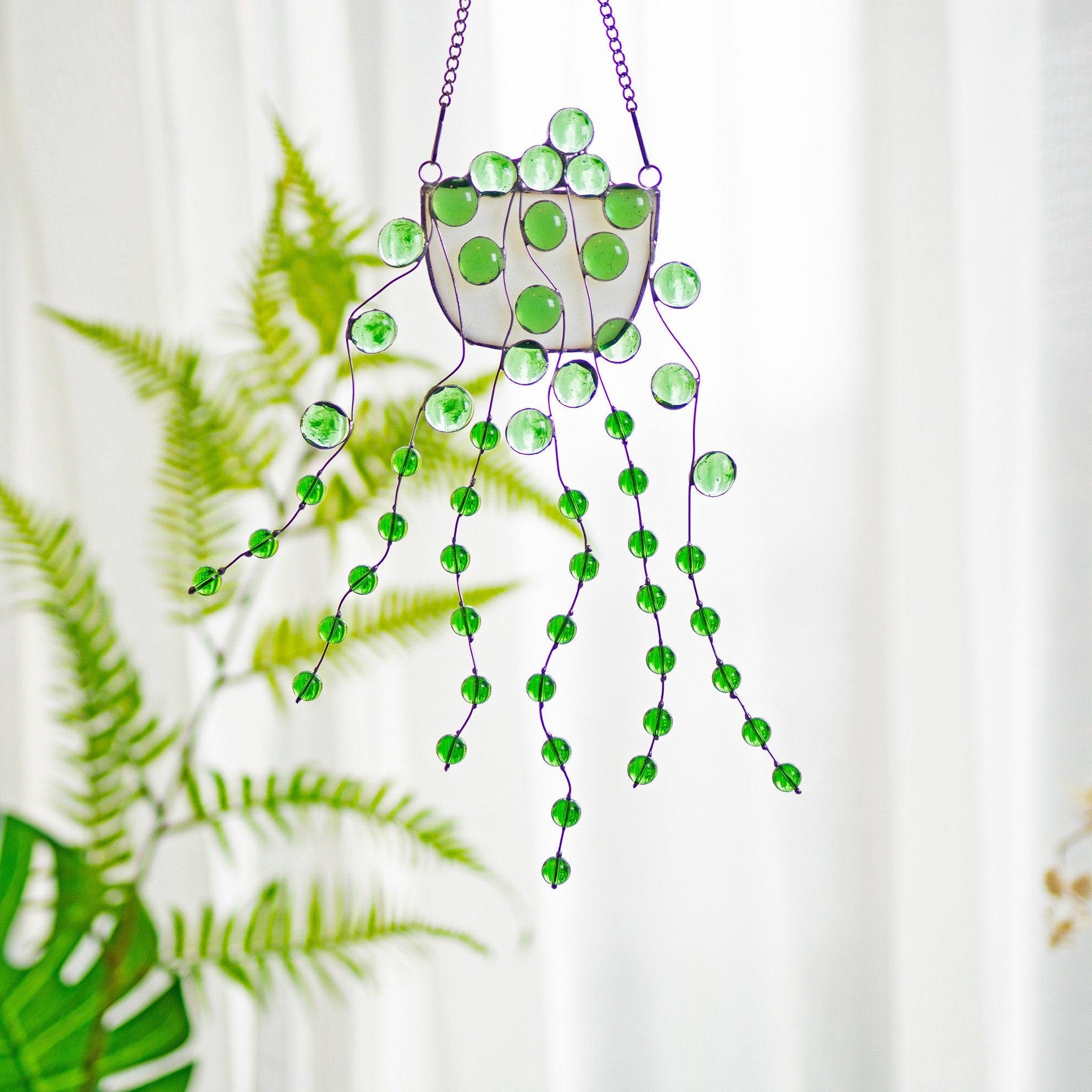 RainLine String of Pearls Stained Glass Window Hanging Suncatcher