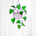 RainLine Heart Leaf Philodendron Stained Glass Hanging Suncatcher 7x10in