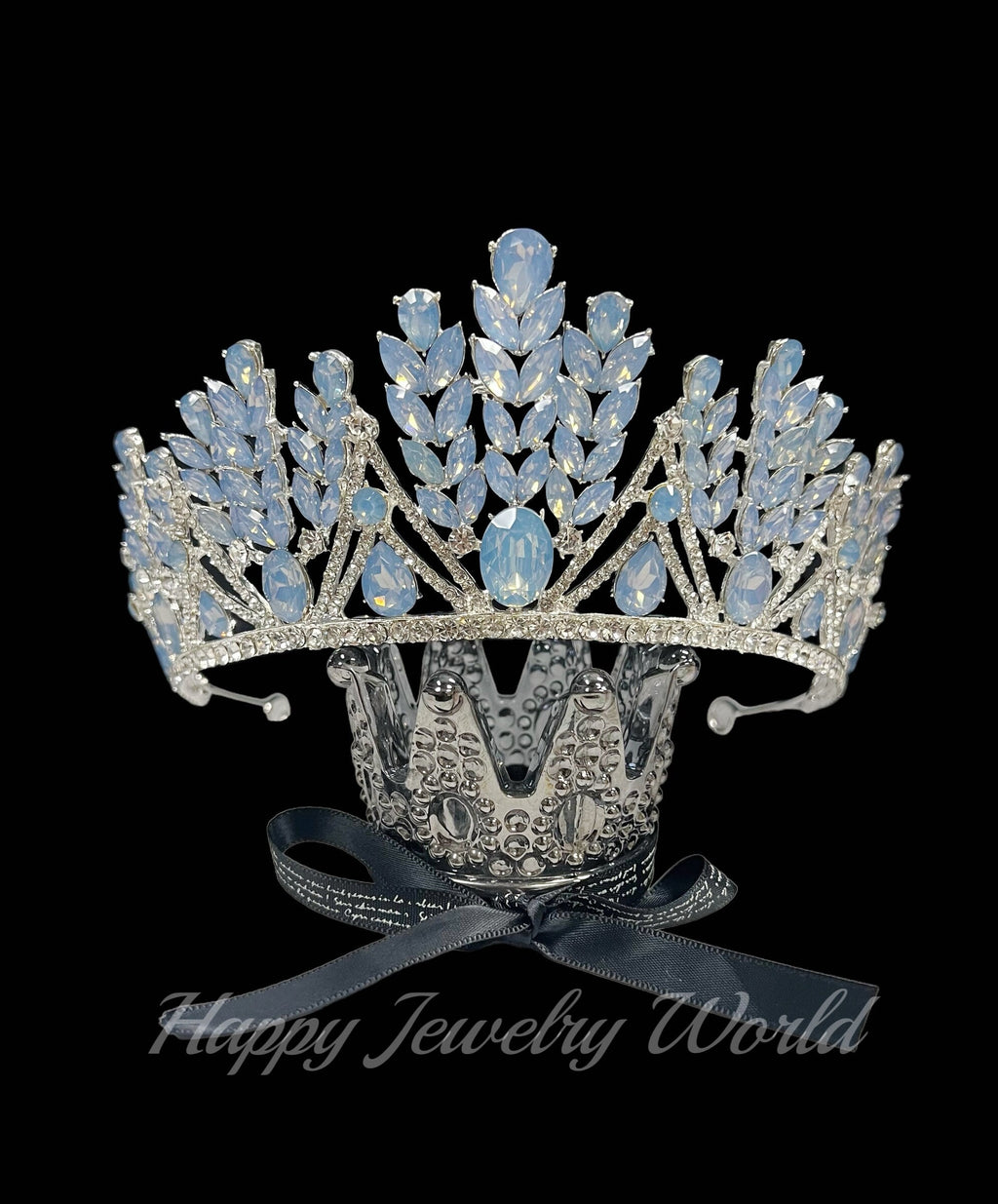 Blue Crystal Wedding Tiara: Princess Rhinestone Bridal Crown