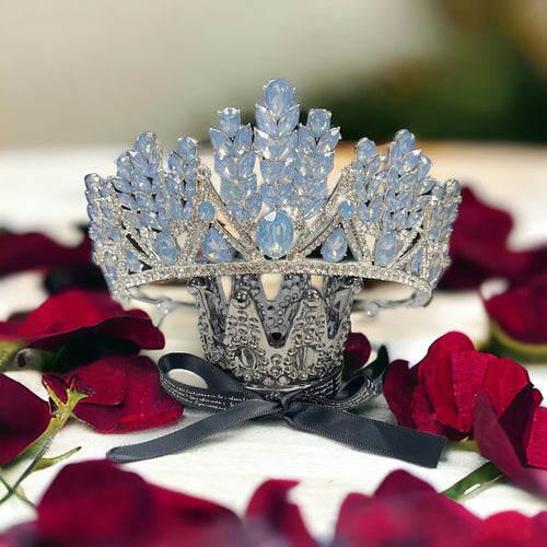 Blue Crystal Wedding Tiara: Princess Rhinestone Bridal Crown