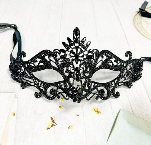 Black Crystal Masquerade Mask Rhinestone Alloy Eye Mask