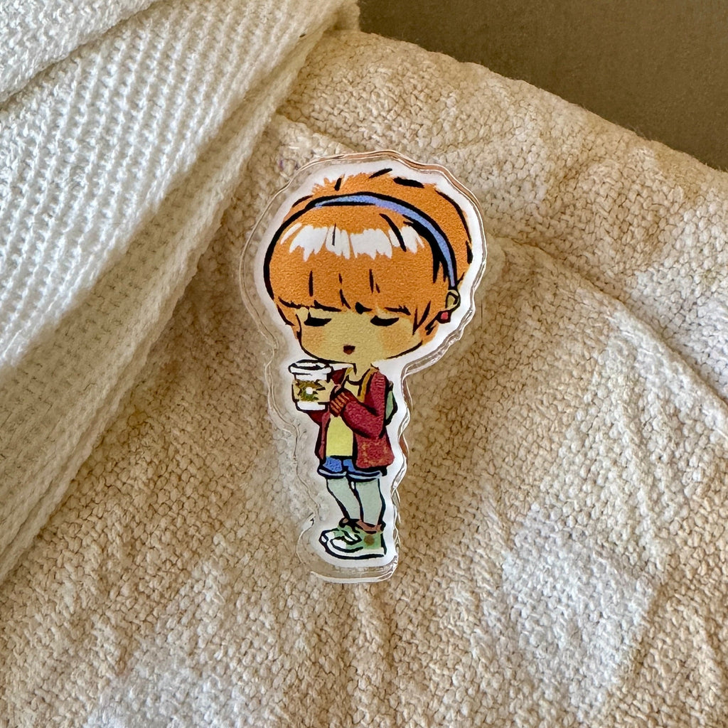 VanillaStarCafe Handmade Felt Coffee Girl Pin