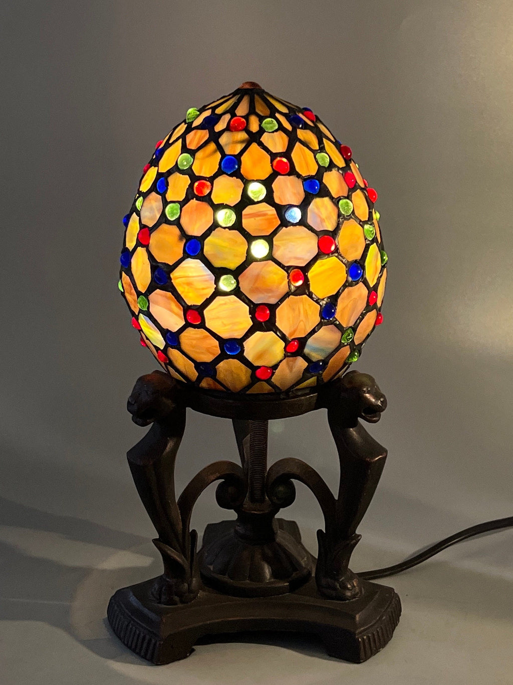 U2Antique Jewelry Egg Tiffany Table Lamp Mosaic Stained Glass