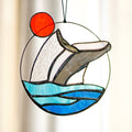 RainLine Stained Glass Whale Suncatcher Window Hanging 6.3in