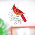 RainLine Cardinal Bird Stained Glass Window Hanging Suncatcher 4.3in