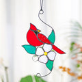 RainLine Cardinal Stained Glass Window Hanging Suncatcher 7in