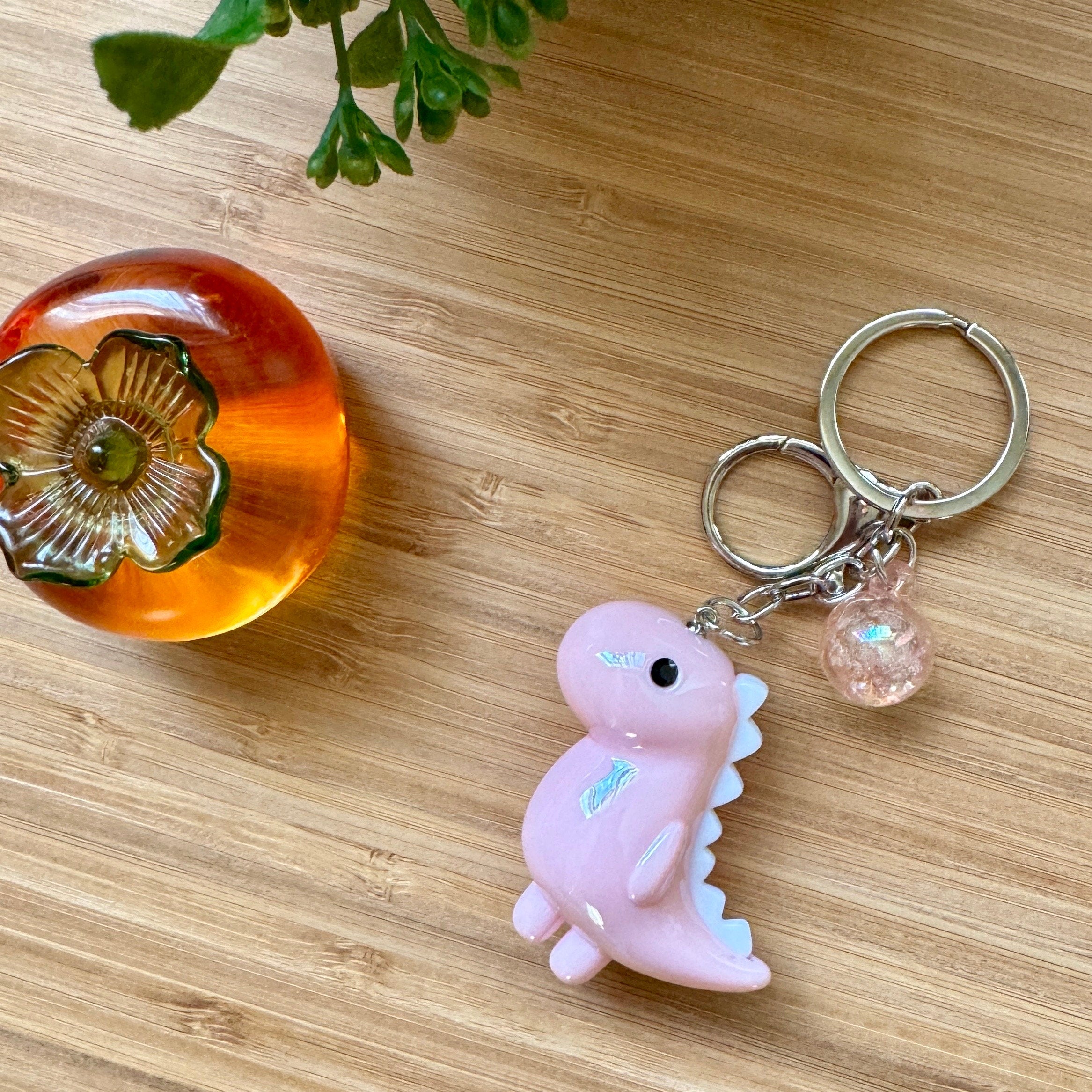 VanillaStarCafe Chibi Iridescent Dinosaur Keychain
